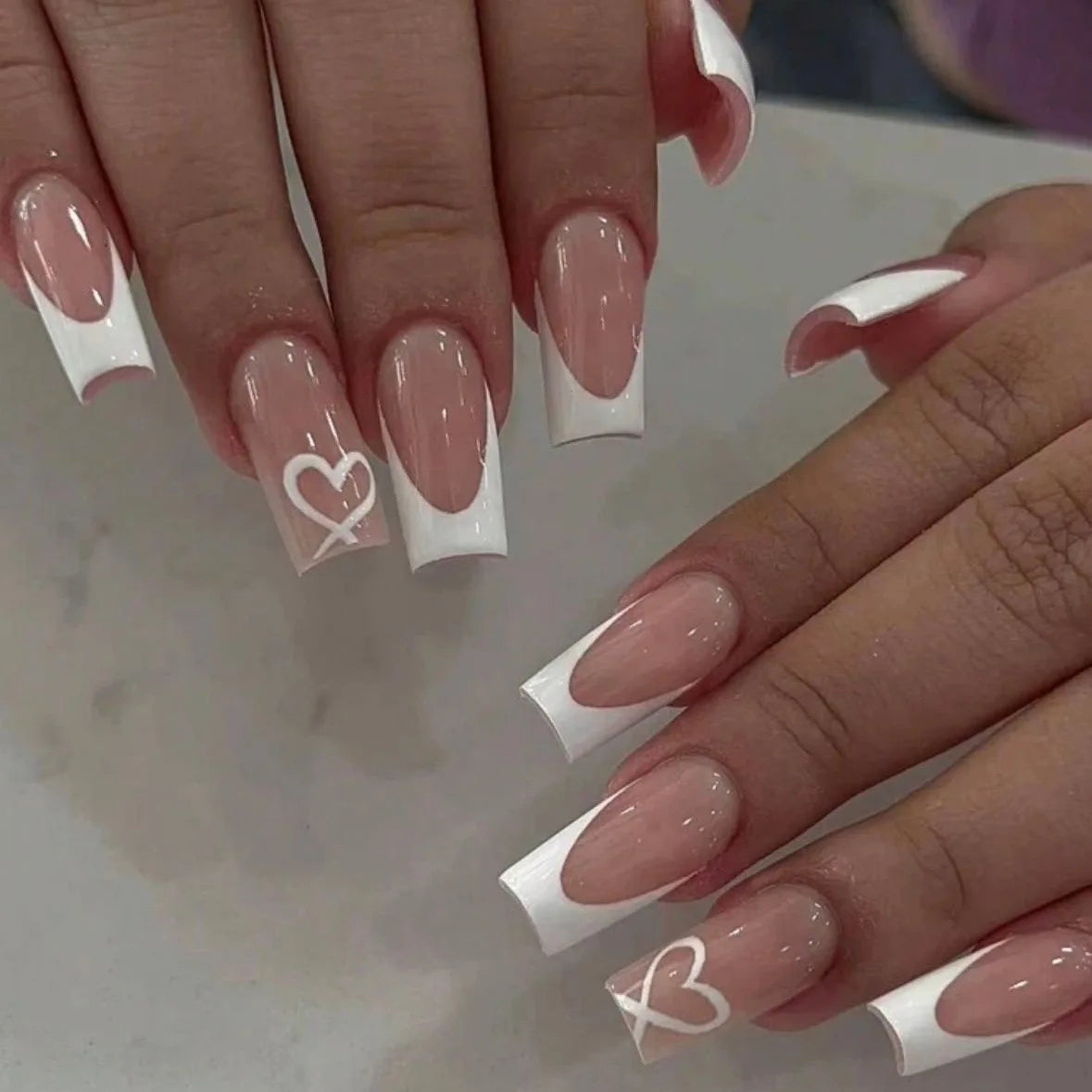 White French 3D Bow Press-On Nails – Classic Glam