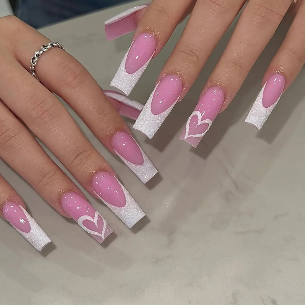 White French 3D Bow Press-On Nails – Classic Glam