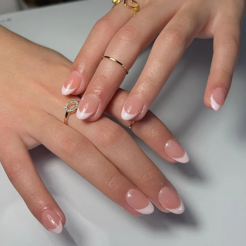 White French 3D Bow Press-On Nails – Classic Glam
